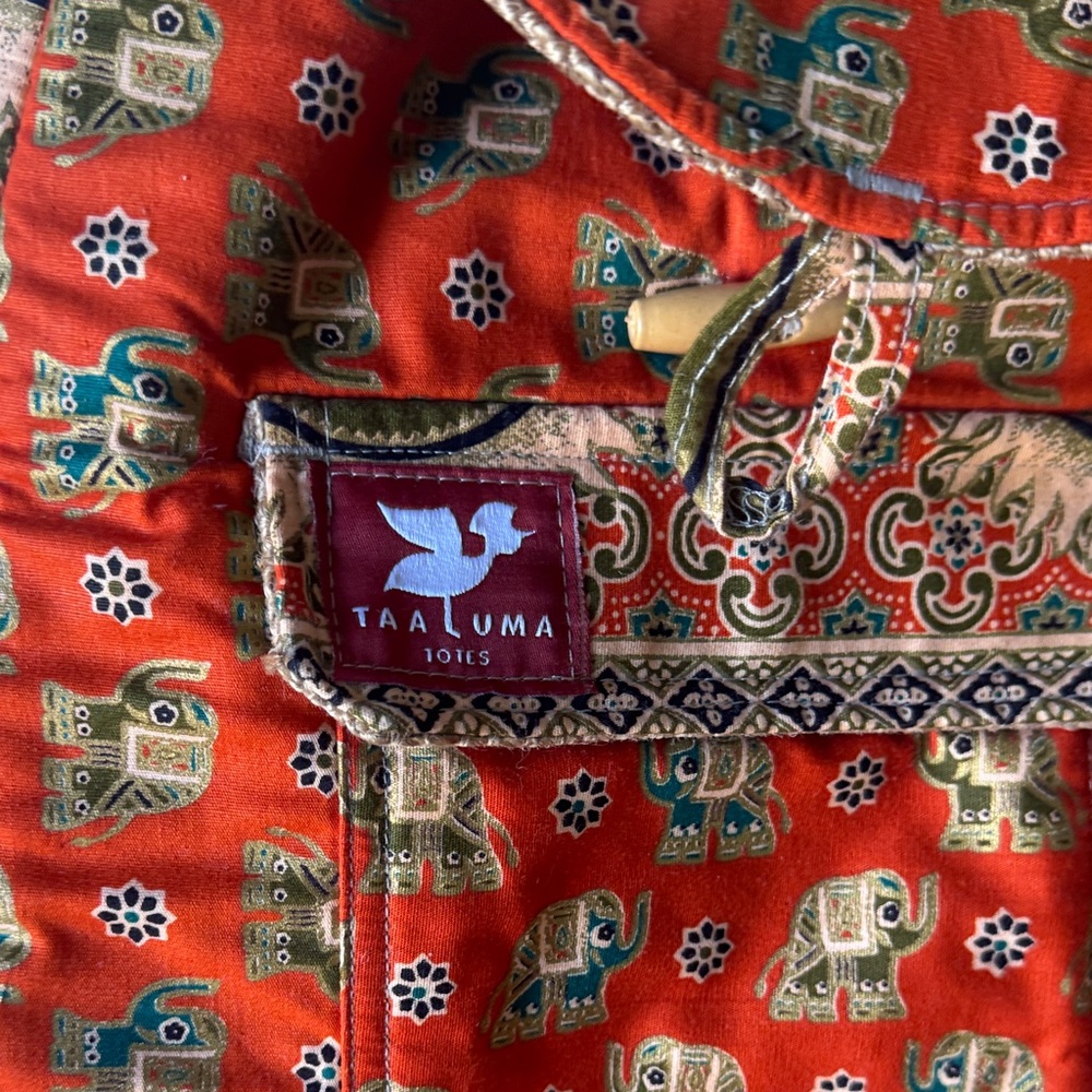 Women's Elephant Print Backpack - Orange